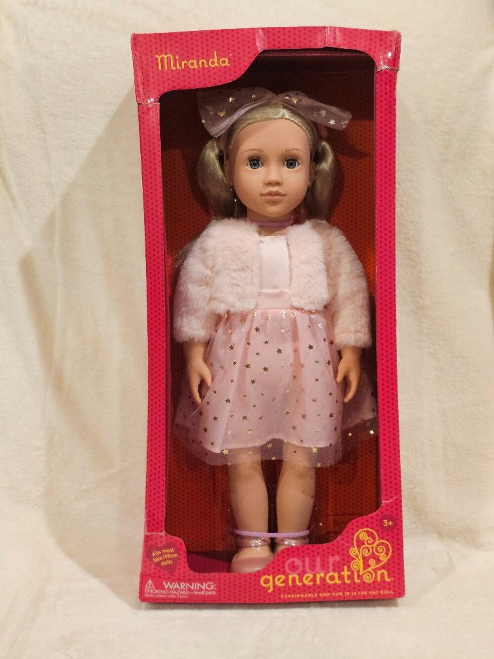 Our Generation Miranda 18" Fashion Doll in Pink Dress Outfit